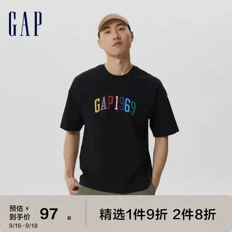 【碳素软磨】Gap男装夏季2023新款LOGO短袖T恤602975纯棉廓形上衣图片