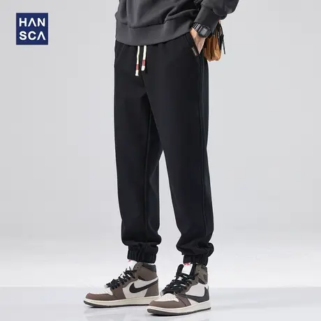 hansca束脚裤子男款秋季美式重磅潮牌宽松大码休闲裤黑色痞帅卫裤商品大图