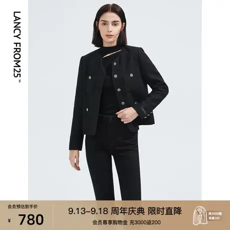 【会员专享 明星同款】朗姿法式复古黑色小香风短外套女秋季新款图片