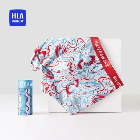 HLA/海澜之家男士冰丝阿罗裤内裤涂鸦印花网眼透气舒适四角短裤夏商品大图