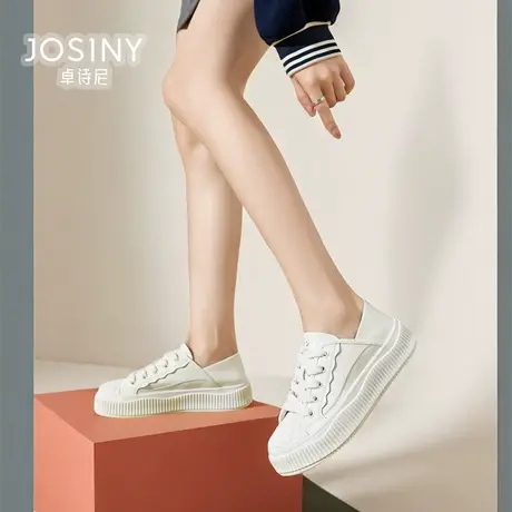 卓诗尼休闲板鞋女款2024新款春款小白鞋女平底商场同款491A20751商品大图