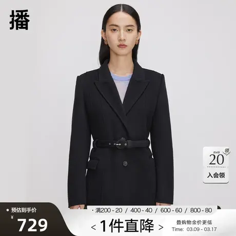 播羊毛西装外套女秋季新款气质通勤小个子收腰毛呢上衣DDQ4AD5119图片