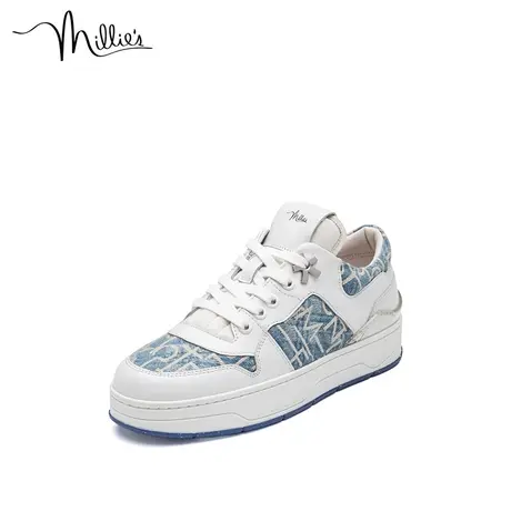millie's/妙丽春季商场同款牛皮拼接厚底女休闲鞋H2608AM2图片