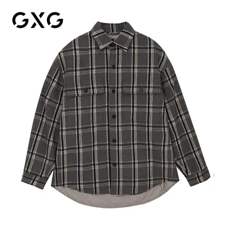 【特价】GXG男装 冬季黑色经典短款毛呢大衣外套潮GB106003EA图片
