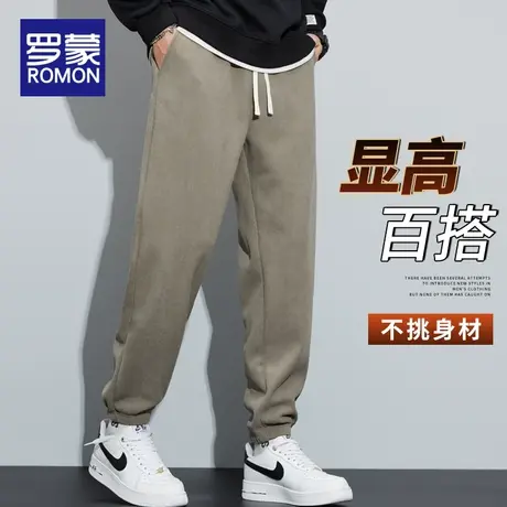罗蒙男士休闲裤2023新款秋冬季运动长裤子潮牌宽松工装裤束脚卫裤商品大图
