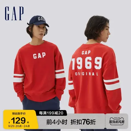 Gap男装秋季新款LOGO法式圈织软卫衣602135休闲运动套头衫上衣图片