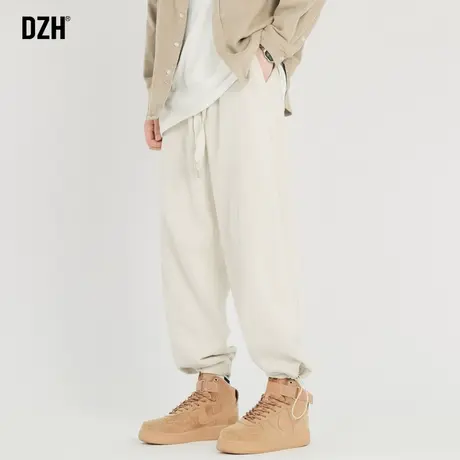 男士米白色束脚裤子男痞帅高级感美式工装裤2023新款直筒裤春夏款商品大图