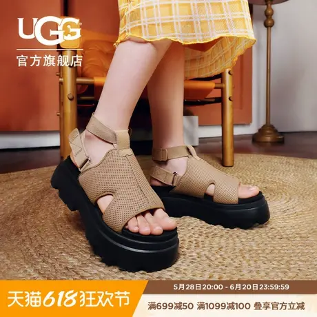 UGG夏季新款女士舒适时尚厚底简约露趾魔术贴休闲凉拖凉鞋1167470图片