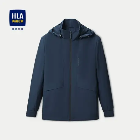 HLA/海澜之家可脱卸帽夹克23秋季新款拉链挖袋纯色商务休闲外套男商品大图