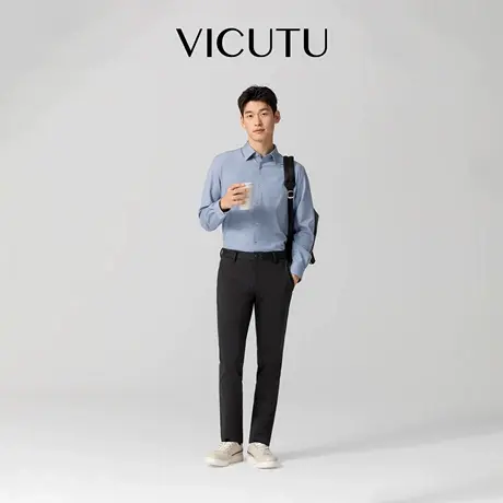 VICUTU威可多男士黑色休闲裤商务差旅通勤裤子日常简约百搭男长裤图片