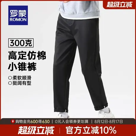 罗蒙男士潮流百搭休闲裤2025秋季新款户外直筒裤半松紧腰锥形裤男图片