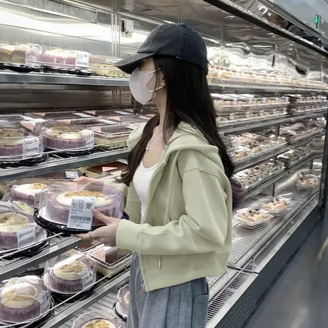 NOW真维斯连帽卫衣外套女2025新款秋季小个子高级感开衫短款上衣图片