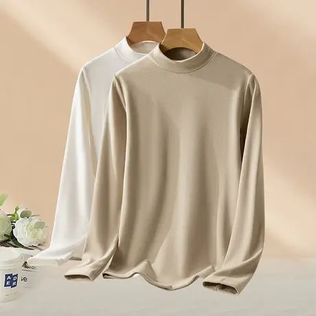 女秋冬新款保暖内衣长袖T恤打底衫半高领秋衣毛衫内搭肌底衣上衣F商品大图