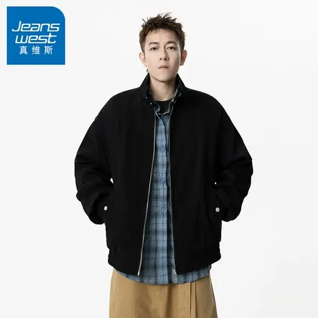 N5真维斯外套男2025新款秋季美式潮牌立领宽松拼接男士春秋装夹克商品大图