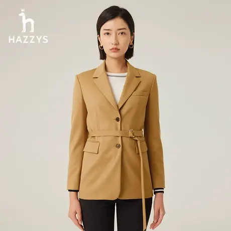 【商场同款】Hazzys哈吉斯宽肩系带休闲单西女士新款宽松西装外套图片