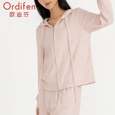 欧迪芬秋冬女士可外穿家居服套装舒适保暖拉链外套图片
