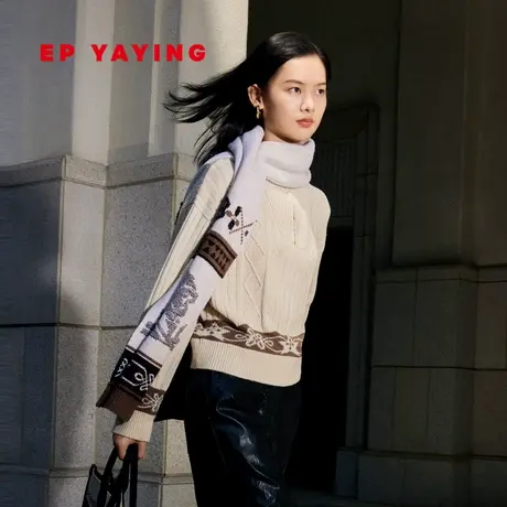 EP YAYING雅莹女装 牦牛绒拉链领长袖针织衫 2023秋冬新款9536A图片