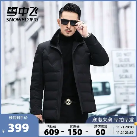 雪中飞秋冬新款男士舒适时尚保暖易搭挺括水貂立领羽绒服图片