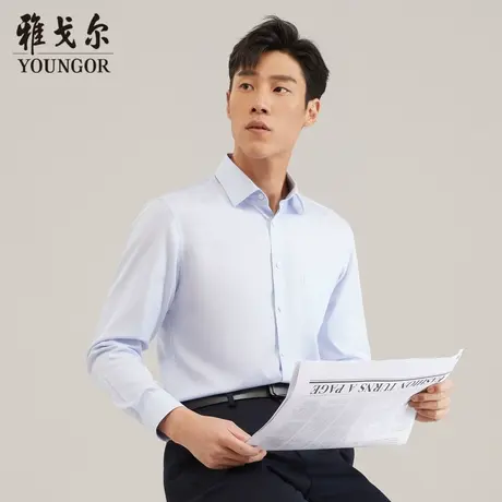 雅戈尔奥莱 男装格纹DP免烫商务休闲纯棉长袖衬衫商品大图