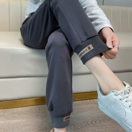 运动裤女2023新款爆款秋季裤子大码宽松直筒裤女士休闲裤束脚卫裤商品大图