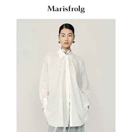 【休闲百搭系列】玛丝菲尔衬衫冬季新款白色翻领宽松衬衫商品大图