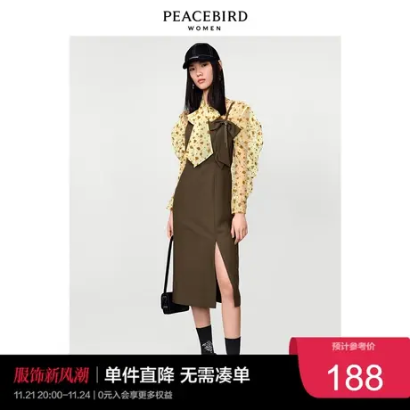 太平鸟气质流行春秋时尚新款斯文蝴蝶结连衣裙A1FAC1208图片