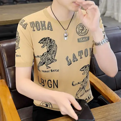 冰丝短袖t恤男速干透气宽松薄款加大码胖子运动休闲健身衣服夏装图片