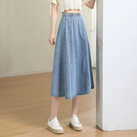 时尚气质牛仔半身裙2023年夏季新款女士简约高腰显瘦通勤百搭裙子图片
