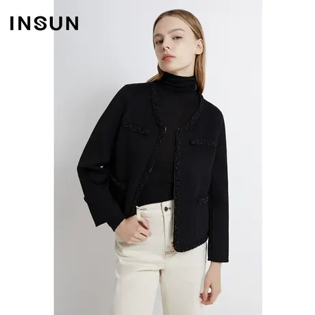 INSUN恩裳线上专选冬季麻花链条编织羊毛外套商品大图