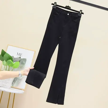 开叉裤子女高腰微喇叭裤女显瘦2023春秋新款小个子休闲阔腿拖地裤商品大图