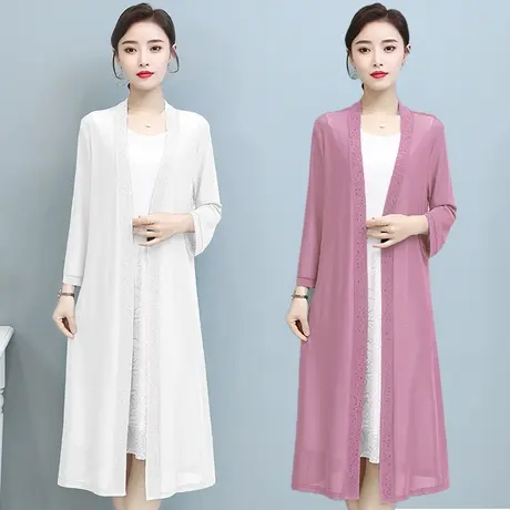 夏季中长款冰丝防晒衣妈妈披肩外套高贵女士2022新款外搭开衫薄款商品大图