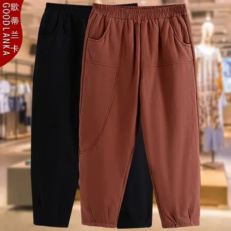 中老年女装冬季夹棉棉裤女大码宽松时尚休闲妈妈加厚保暖外穿棉裤商品大图