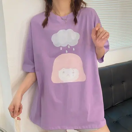 欧美短袖t恤女夏季纯棉宽松韩版ins潮原宿风半袖设计感小众上衣服图片