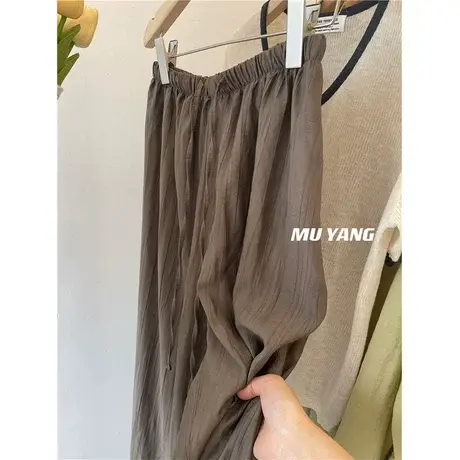 自留强推！夏季2023新款无骨感凉凉裤 垂感防蚊休闲凉快长裤ins潮商品大图