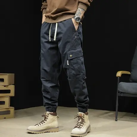 黑色工装裤男春季2024新款潮牌休闲束脚男裤大码春秋美式复古裤子商品大图