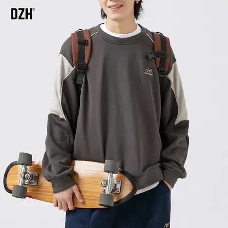 男士重磅美式卫衣男潮牌圆领宽松拼接上衣设计感痞帅外套休闲男装商品大图