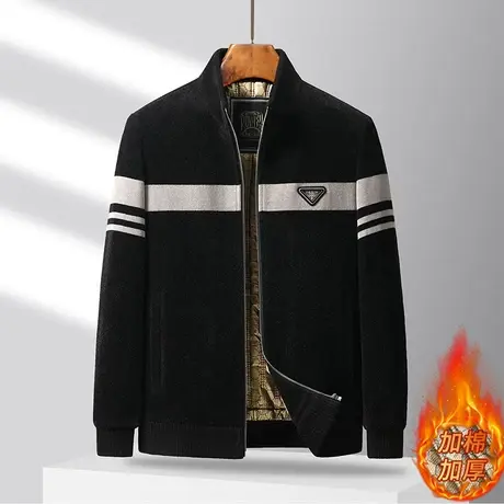2023年新款加棉保暖夹克秋冬季时尚休闲高端雪尼尔加厚呢子外套潮商品大图