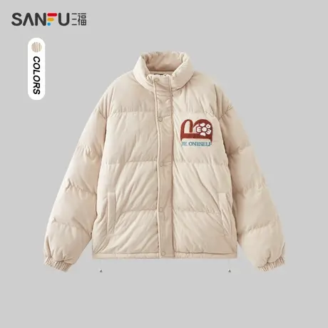 三福2023冬男士毛巾绣灯芯绒短棉衣 保暖宽松立领外套男478796商品大图