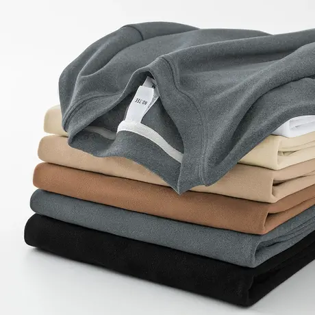 重磅德绒长袖t恤男装2024新款圆领内搭打底衫双面绒保暖秋衣小衫图片