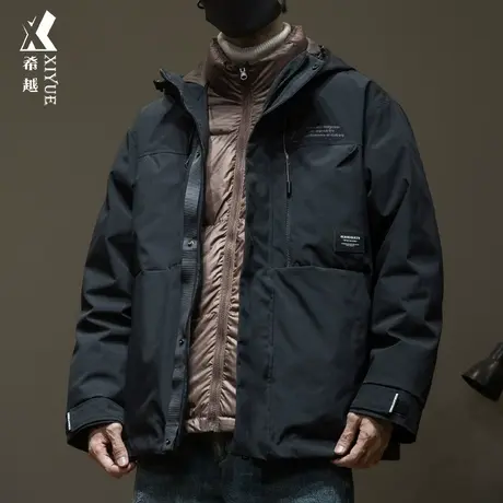 90鸭绒三合一羽绒服男2023冬季保暖加厚宽松大码男士内胆棉服外套商品大图