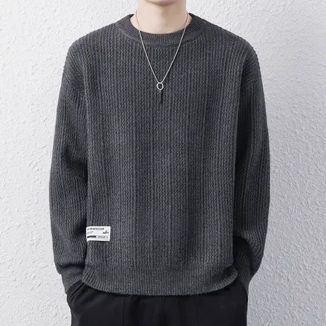 圆领毛衣男冬季2025新款加厚针织衫宽松大码打底衫潮流保暖毛线衣图片