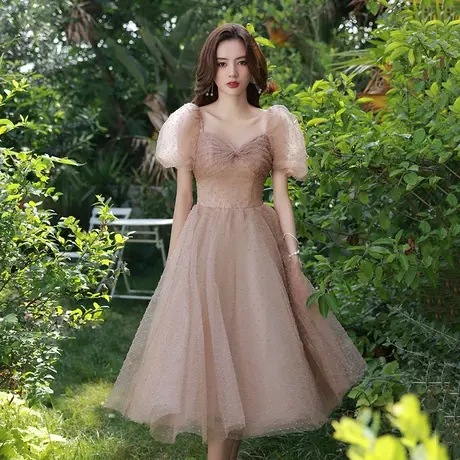 高定晚礼服女生日小礼裙名媛轻奢小众高端蓬蓬裙小个子中长款夏季图片