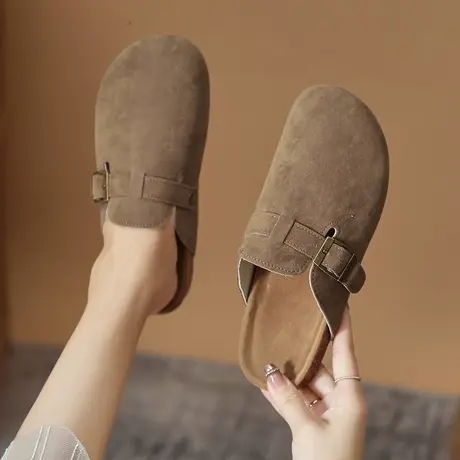 厚底勃肯鞋女2024春夏新款复古拖鞋女夏外穿平底包头半拖鞋博肯鞋商品大图