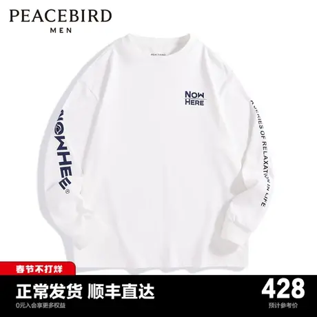 【商场同款】太平鸟男装长袖T恤24春季新款印花休闲T恤 B2CPE1352图片