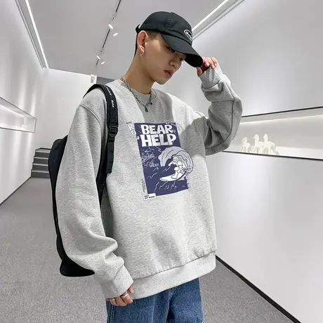 唐狮春秋新款男装长袖卫衣休闲外套学生学院风复古潮流运动上衣图片