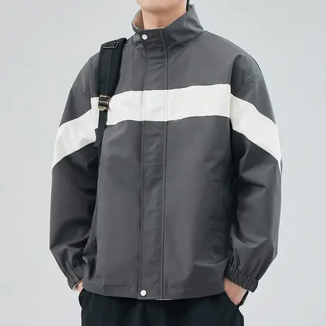 春季男装新款撞色情侣棒球服外套春秋款美式立领夹克上衣春款春装商品大图