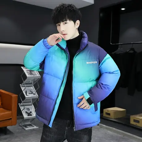 羽绒棉衣男士外套2022新款冬季潮流棉袄子加厚男装炫彩色保暖棉服商品大图