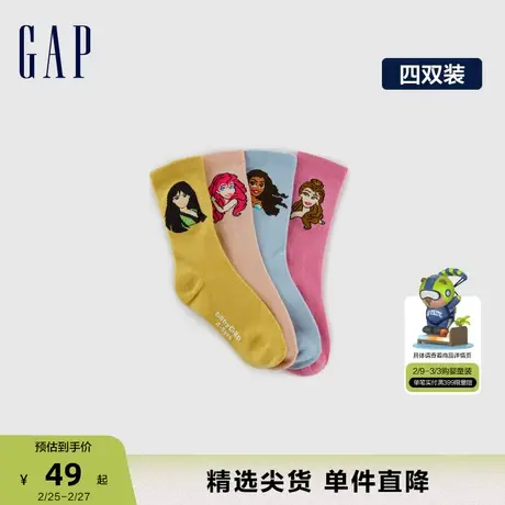 【迪士尼联名】Gap女幼童秋季新款微弹短袜儿童装四双装771600商品大图