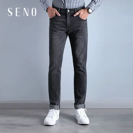 Seno弹力修身牛仔裤男灰色小脚秋季商务休闲男裤韩版潮流牛仔长裤商品大图