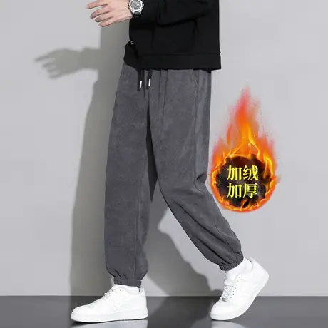重磅男士休闲裤秋冬季2023新款运动卫裤束脚保暖加厚加绒长裤子男商品大图